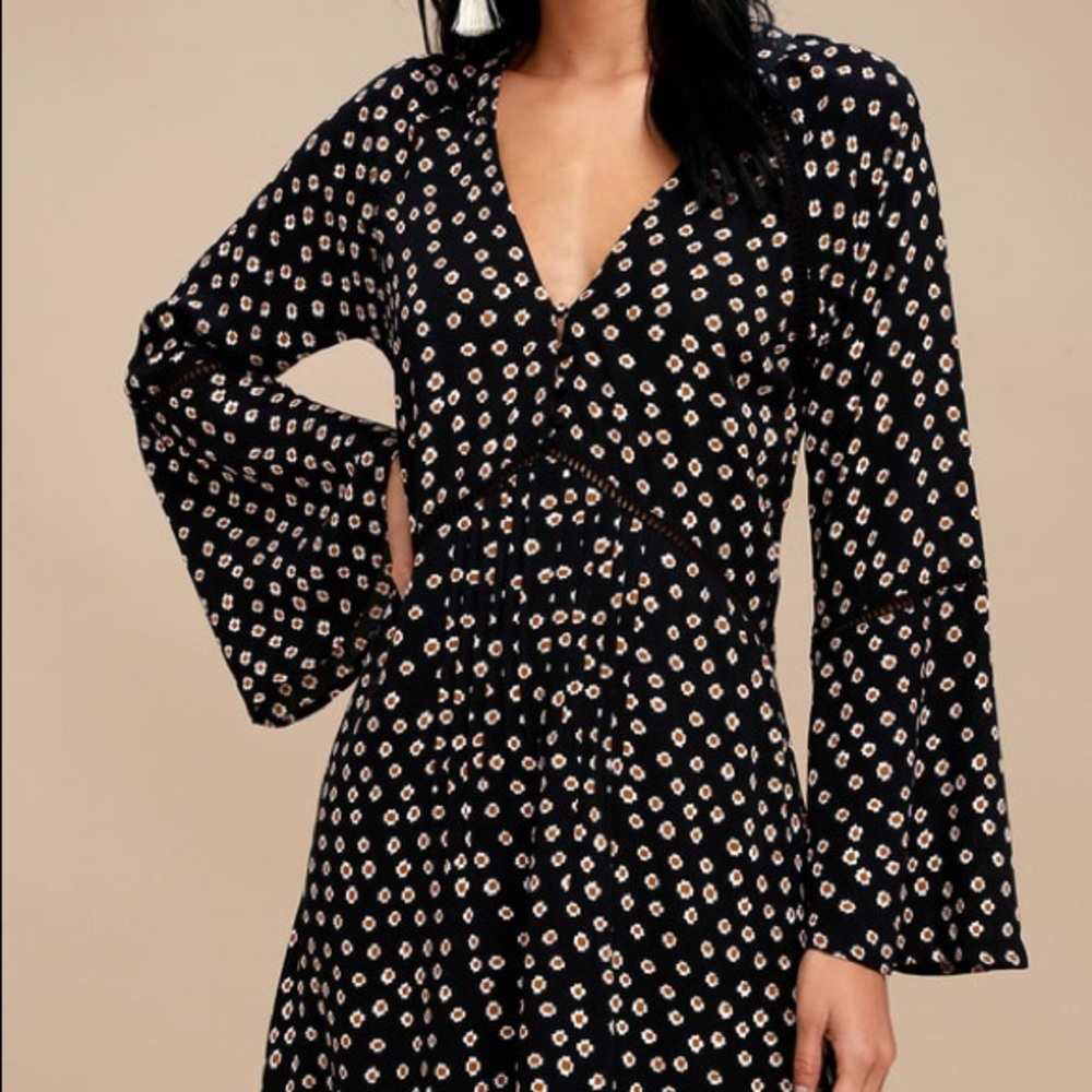 LULUS BLACK FLORAL PRINT SHEATH DRESS